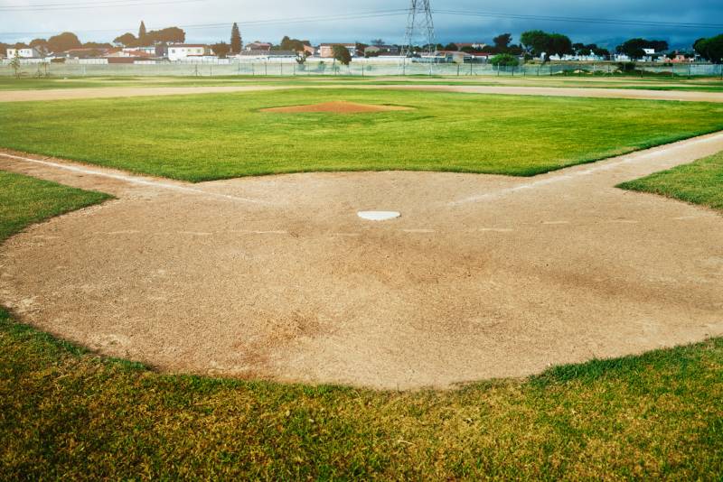 A baseball field located in Florida, situated within a sprawling field.